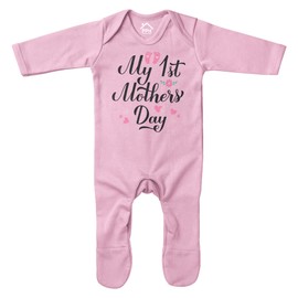 Purple Print House My 1st Mothers Day Rompersuit Outfit Baby Boy Girl Mothering Sunday Gift Mummy Babies, 6-12 Months, Light Pink