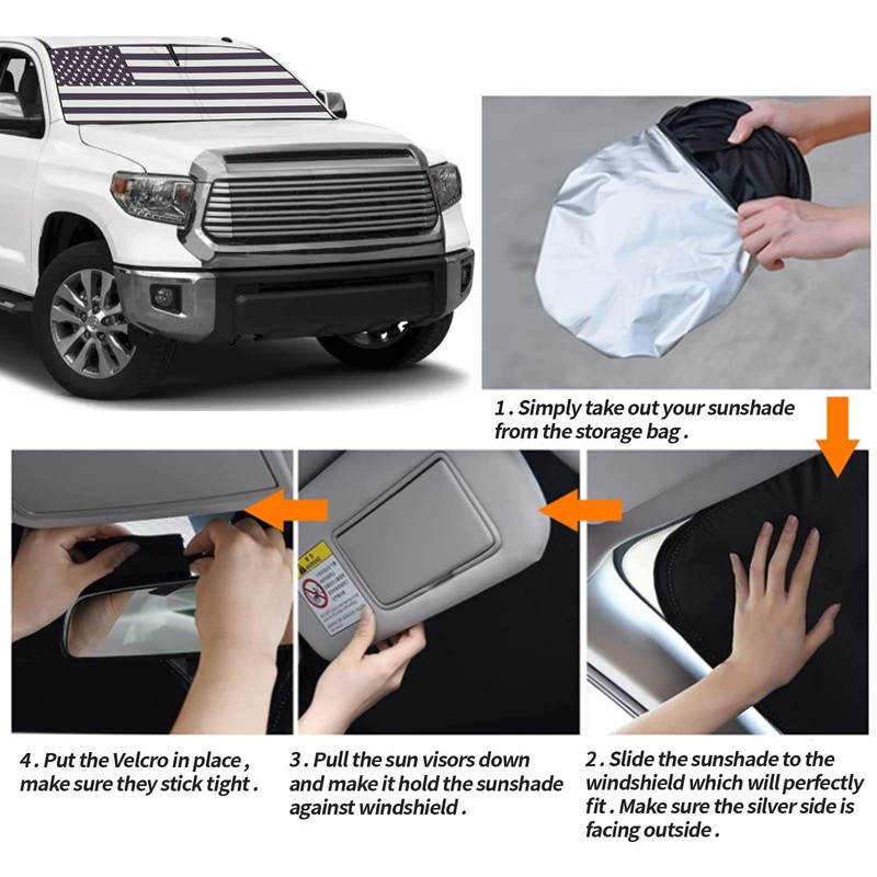 Moricere Upgrade Windshield Sun Shade with USA Flag for Toyota