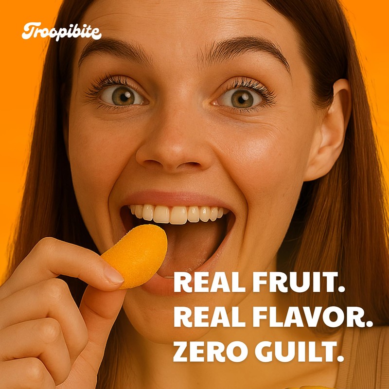 Troopibite Real Mango Gummies, Made with Real Fruit, Vegan Chewy