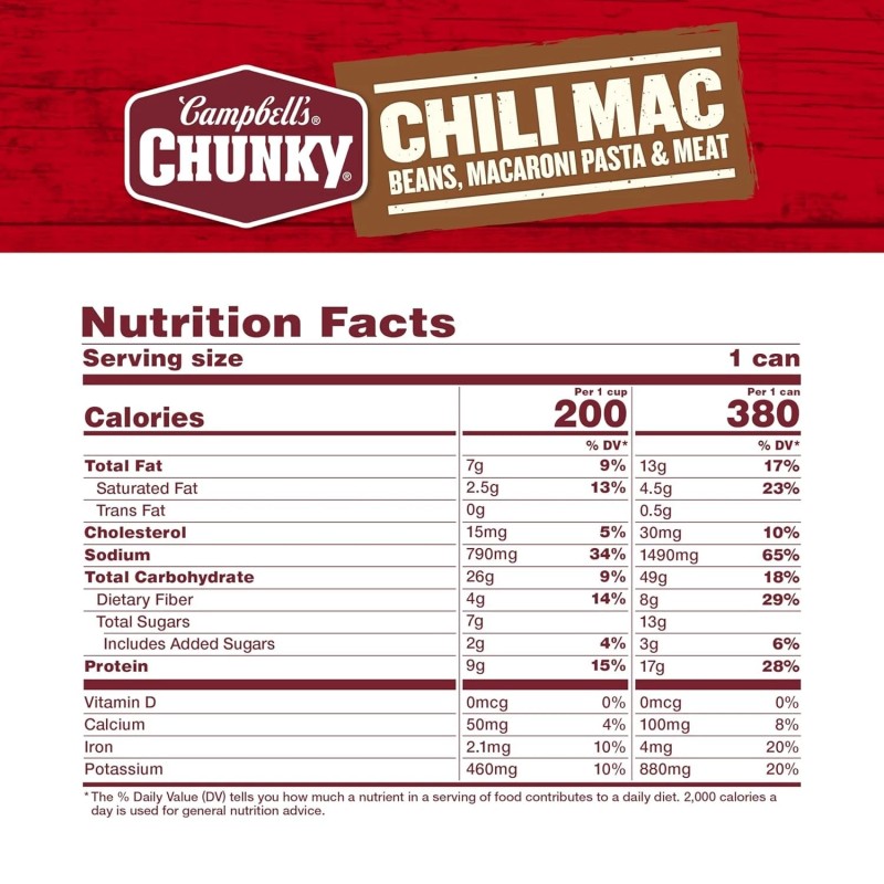 Campbell's Chunky Soup Chili Mac 16.3 Oz Can Case of