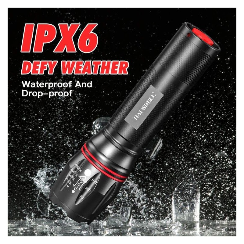HAUSBELL T8 Upgraded Flashlight 4 Pack, 2000 Lumens High Lumens