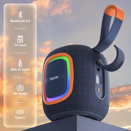 RIENOK Bluetooth Speaker Wireless Portable Waterproof Speaker with Lights FM Radio 15-Hour Playtime Bluetooth 5.3 TF Card USB Playback Mini Speakers for Home Garden Party Camping Travel