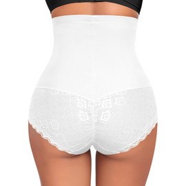 Tummy Control Shapewear Panties for Women High Waisted Shaping Underwear Lace Body Shaper Girdle(01# A White(lace),Small)