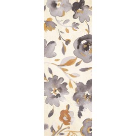 DEMDACO Floor Flair Collection, May Flowers in Charcoal Floral 2.5 x 7 Feet, Durable Waterproof & Stain Resistant Vinyl, Indoor Area Mat, Protective Floor Covering, Interior Home Décor