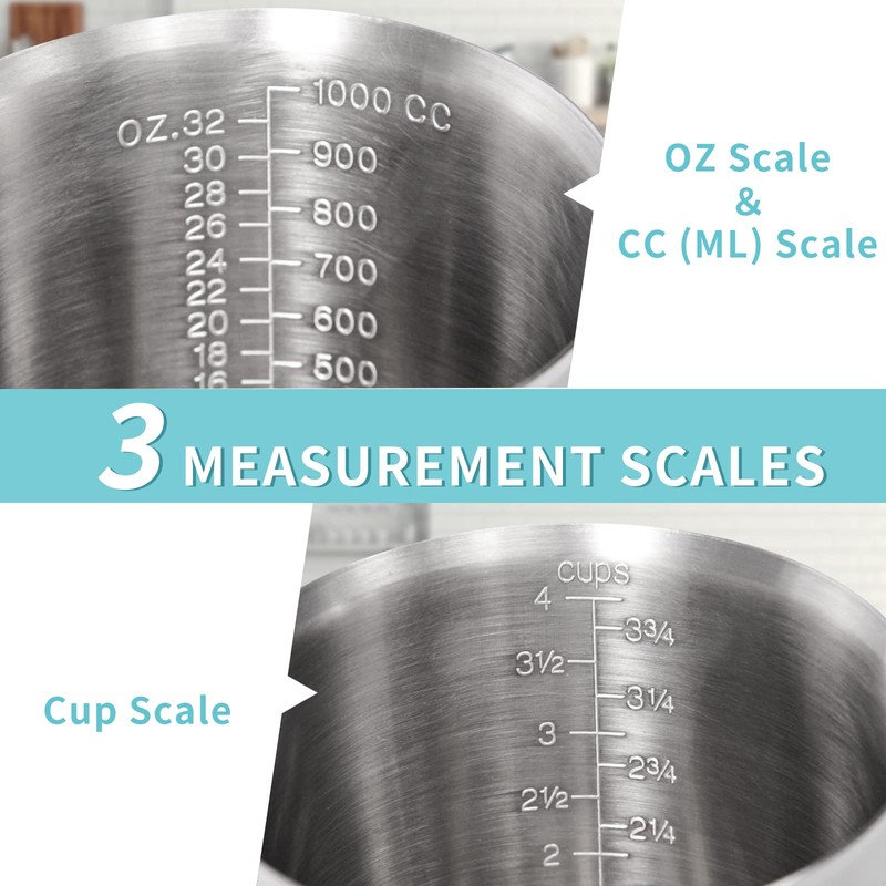 Measuring Cup, [Upgraded, 3 Measurement Scales, Including Cup Scale, ML