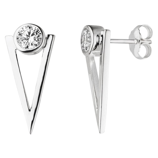 Silver Stud Earrings "Triangle" Zirconia Goldsmith's Work from Germany (Sterling