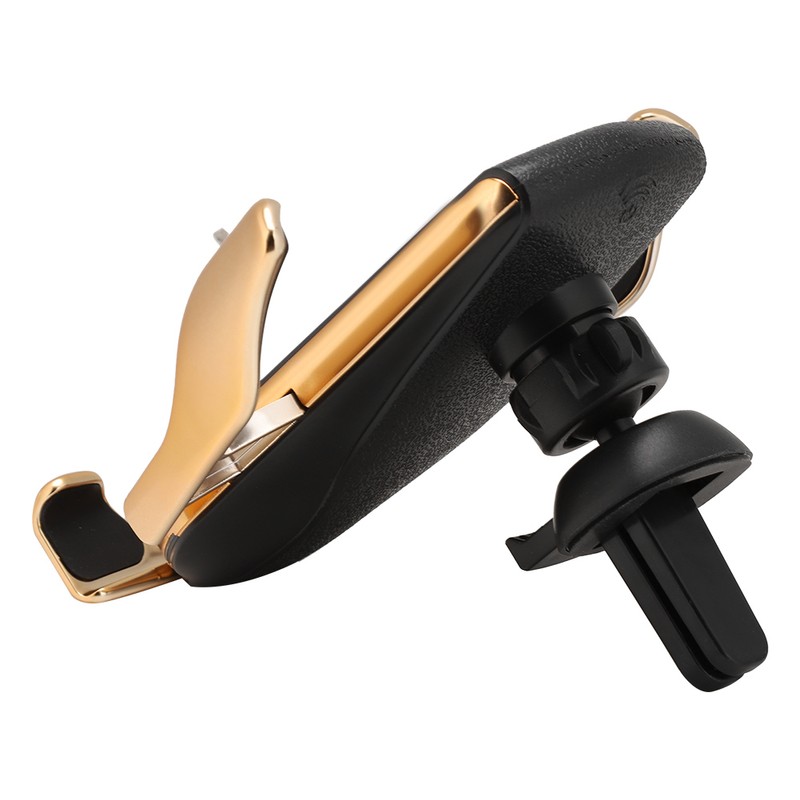R1 10W Automatic Clamping Car Wireless Charger Gold Color(For Android