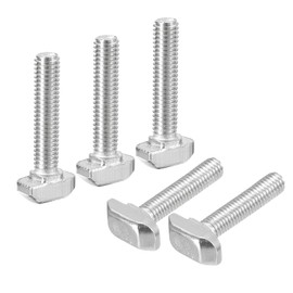 QUARKZMAN Pack of 40 Hammer Head Screws M6 x 30 mm T-Slot Fall Bolts, Carbon Steel Nickel-Plated Hammer Head T-Bolt T-Shape Stud Sliding Screw T Screws for 30 Series Aluminium Profile