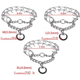 Darkyazi Durable Pinch Collar Stainless Steel Dog Adjustable Pet Training Collar for Medium Large Dogs (Medium (Pack of 1), Silver)