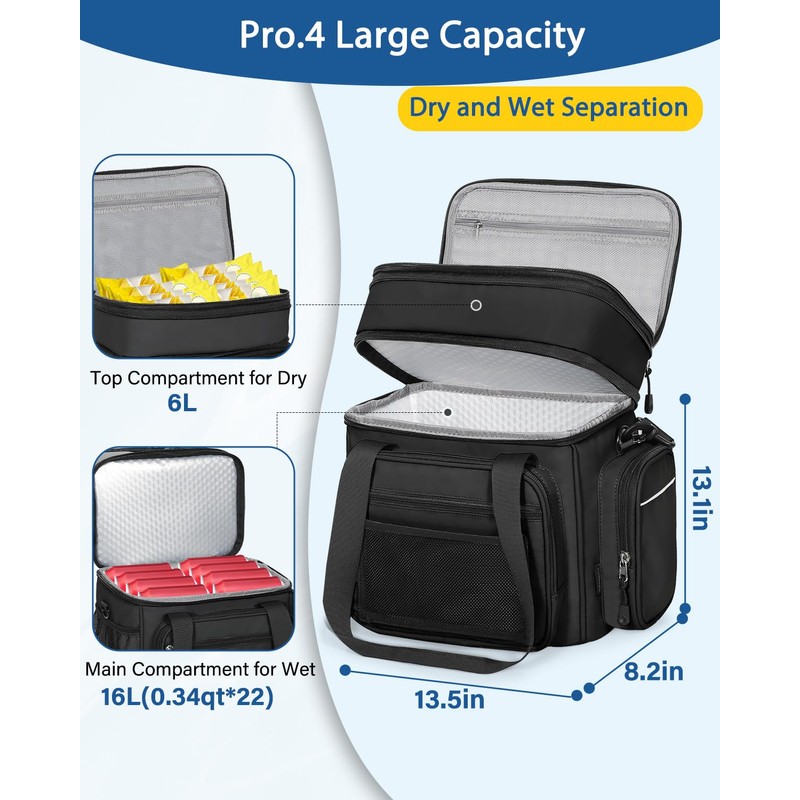 Expandable Lunch Box Cooler Bag - Insulated Heavy Duty Lunch