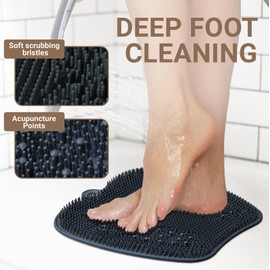 SoleLux Shower Foot Scrubber Mat - Silicone Foot Scrubber in Shower with Non-Slip Suction Cups, Wall Mounted Back Washer for Women and Men for Exfoliation, Deep Cleaning of Tired Foot and Back