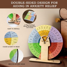 Feelings Wheel Therapy Office Desk Decor – Spinning Emotion Wheel for Kids & Adults – Mental Health Tool for Calming Corner, School Psychology, Play Therapy, Counselor & Teacher Gift