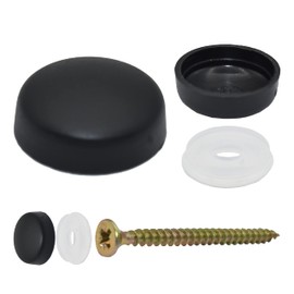 Snap-On Two Piece Dome Screw Cover Caps - Pack of 50 Small Matt Caps & Bases : Black