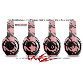 Skin Decal Wrap Works with Beats Studio 2 and 3 Wired and Wireless Headphones Houndstooth Pink on Black Skin Only Headphones NOT Included