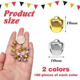 TOAOB 200 Pieces Colourful Metal Rattles 10 mm Silver and Gold Round Tone Animals Bells Decorative Christmas DIY Jingle Bells Wedding Bells Party Decoration