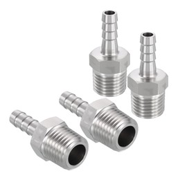 HARFINGTON 4pcs 1/4" to 1/4" NPT Male Stainless Steel Hose Barb Fitting Metals Splicer Mender