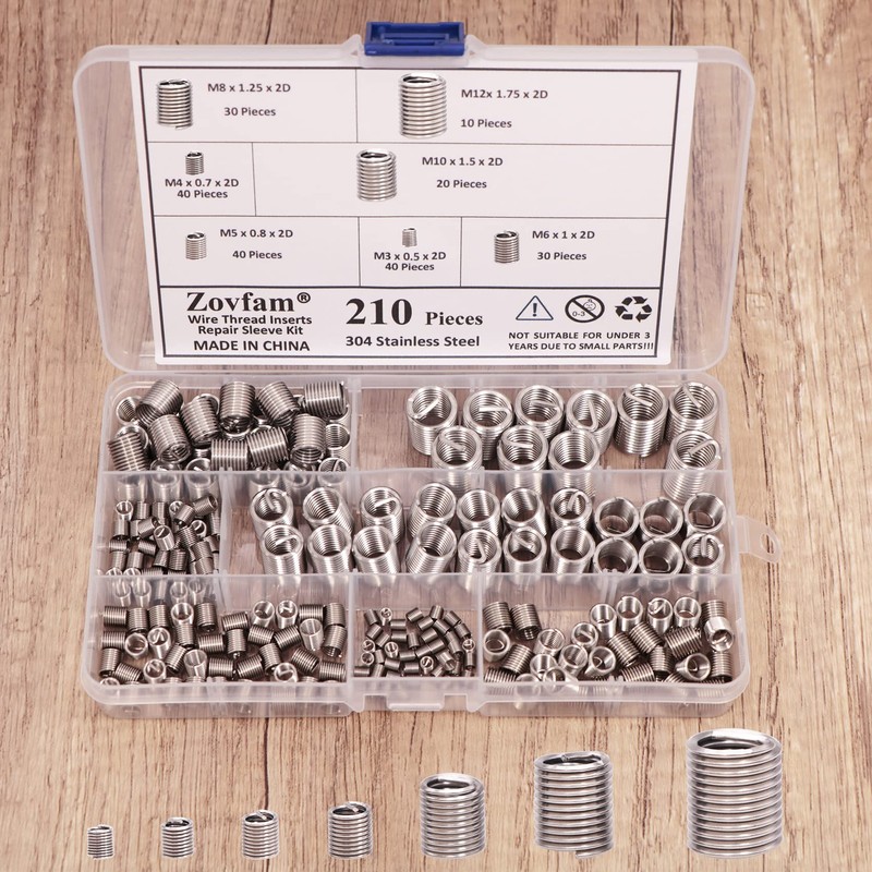 Wire Screw Sleeve Thread Repair Inserts Assortment Kit 304 Stainless