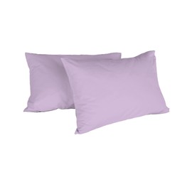 Italian Bed Linen Max Couple of Plain Color Pillowcases, 100% Cotton, lillac, 52x82cm