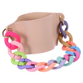 sourcing map Water Bottle Carrier Holder with Multicolored Strap, 160x75mm PU Leather Tumbler Holder Coffee Cup Holder Water Bottle Sleeve Bag for Camping Walking Hiking, Pink