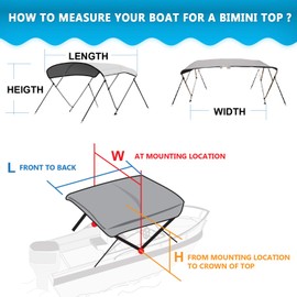 Naviskin Navy Blue 3 Bow 6'L x 46" H x 73"-78" W Bimini Top Cover Includes Mounting Hardwares,Storage Boot with 1 Inch Aluminum Frame