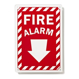 Fire Alarm Sign, With Arrow Down, 7" x 10" 0.40 Aluminum, Fade Resistance, Indoor/Outdoor Use, USA MADE By My Sign Center