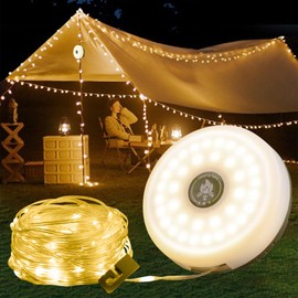 ALEENFOON 10 m Camping Fairy Lights, Outdoor Fairy Lights with 8 Lighting Modes, Rollable, Portable Camping Fairy Lights, USB-C Charging for Camping, Yard, Garden and Hiking