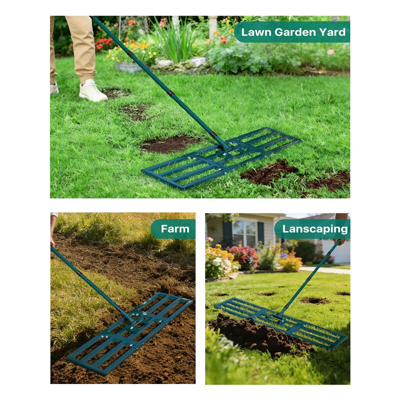 Forvenora Lawn Leveling Rake 45"x10", Yard Leveling Rake with Wall-Mount