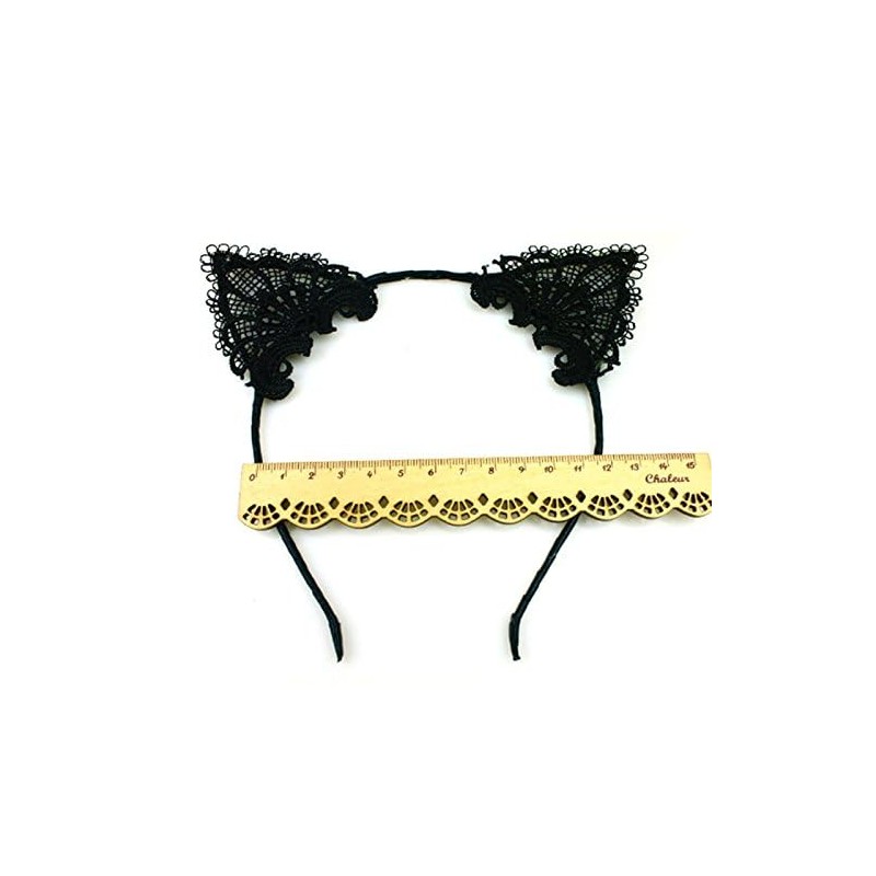 EROSPA Cat Ears Headband Lace – Black – Carnival Fancy