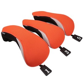 3pcs/Set Golf Club Driver Fairway Wood Head Covers 1-3-5 Wood Covers with Long Neck and Interchangeable No. Tag (Dark Orange)