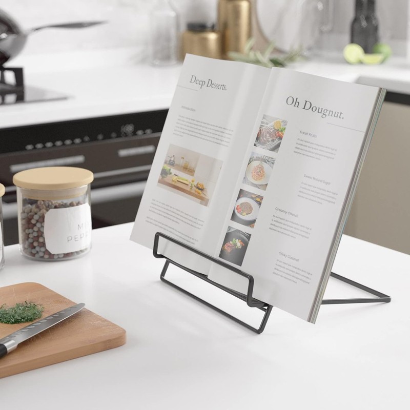 NOAEOU Cookbook Stand Holder for Kitchen Counter, Recipe Book Stand