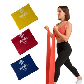 Zavis Resistance Bands Set – [Set of 3] 1.5M Natural Latex Exercise Bands for Strength Training, Pilates, Yoga, and Physical Therapy – Light, Medium & Heavy Resistance with Carry Bag & Instructions.
