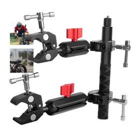Mechrig Motorcycle Handlebar Mount Kit with 47.28" Invisible Selfie Stick & Heavy Duty Double Clamps | POV Riding Mount for Insta360 X4 X3 X2 GO3/2, Action Cameras, Bike Mount System