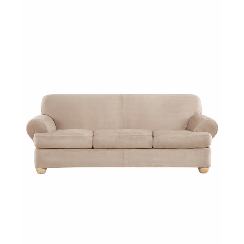 SureFit Ultimate Stretch Suede 4 Piece T Sofa Slipcover in