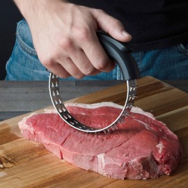 Camerons Rolling Meat Tenderizer BBQ Tool - Stainless Steel Sharp Blades Break Down Tough Tendons in Beef, Poultry, Steak & More - Easier than Hammer, Mallet Or Pounder- Grilling Cookout Essential