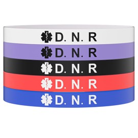 Pmormyy 5PCS Medical Alert Bracelet for Women Men, Medical Alert ID Silicone Wristband for D.N.R 8in