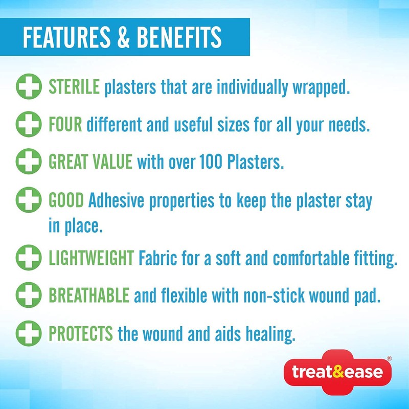 110pk Assorted Washproof Plasters | Includes 60 Small Plasters, 20