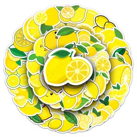 50PCS Cartoon Fruit: Lemon Stickers Pack for Kids Teens Waterproof Vinyl Stickers for Hydroflasks Laptop Cup Tablet Computer Waterbottles Car Notebook Luggage,Trendy Fruit Decals Pack (Lemon)