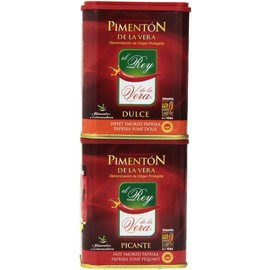 Artisan Spanish smoked paprika, Pimenton from La Vera region. Hot and Sweet. Set of 2 tins.