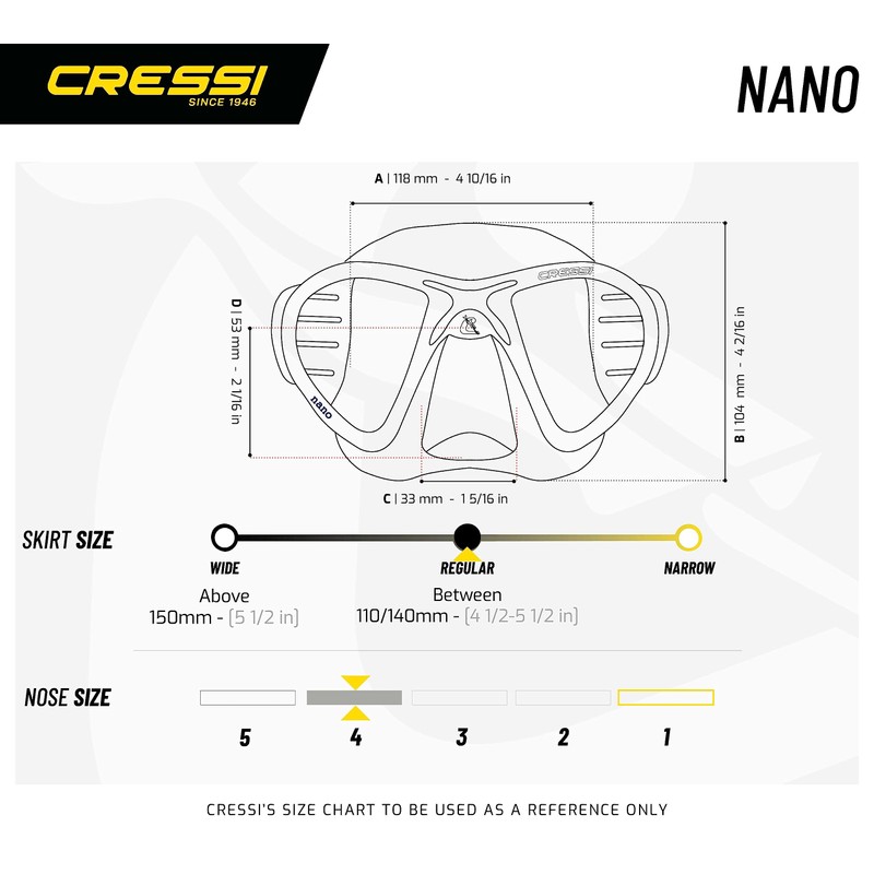Cressi Nano Compact Low Volume Scuba-Freediving-Snorkeling Mask (Made in Italy),