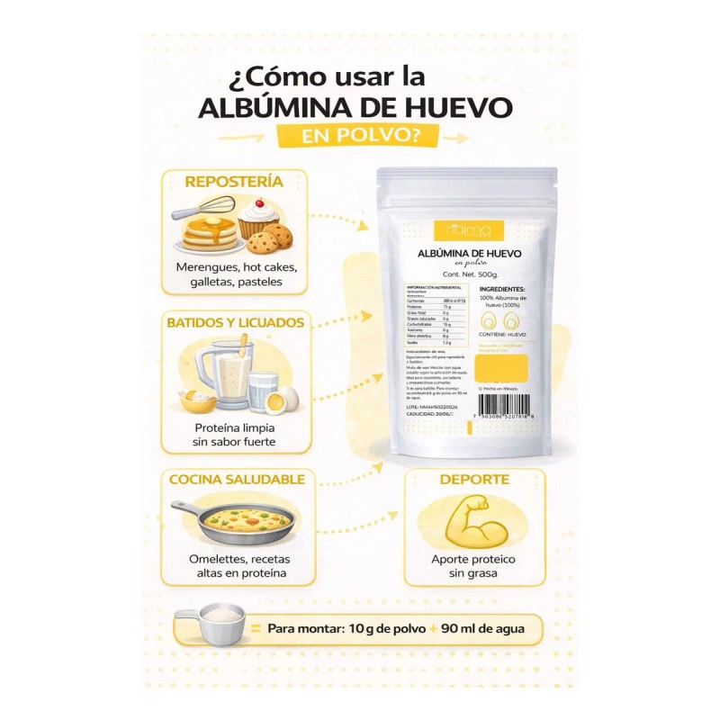Suplemento Polvo Naíma Albumina Huevo 500g