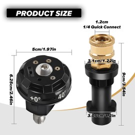 MaxAwe 6-in-1 High Pressure Rotating Turbo Nozzle Adapter for Karcher K2 K3 K4 K5 K6 K7, 1/4 Inch Quick Connect Socket Brass for Duct Hoses, Multifunctional Adjustable Foam Lance Pressure Washer Gun