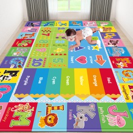 AKASISRUG Kids Rug, Kids Playroom Rug with Anti-Slip Back, Kids Educational Rug for Learning Alphabet, Numbers, Colors, Shapes, Playmat Area Rug for Classroom Nursery (Style 5, 9'8" x 6'5")