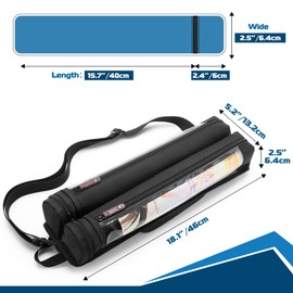Rexmica Playmat Tube Case for 2pcs W14’’x L24’’ Playmat, Gaming Playmat Tube Case with Dice Holder for TCG/MTG Playmat, Play Game Mat Tube Storage Case Container with Support Panel and Shoulder Strap