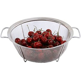 AJIODA Stainless Steel Mesh Colander Strainer Basket, 3 Quart Small Fine Mesh Net Colander with Heavy Duty Handles & Wide Rim & Resting Feet for Strain, Drain, Rinse, Fry, Steam Cook Vegetables &Pasta