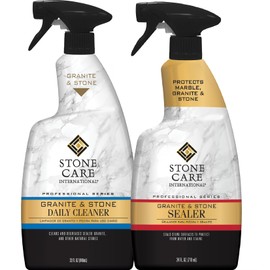 Stone Care International Daily Cleaner/Polish & Sealer Stone Care Kit for Granite, Quartz, Quartzite, Limestone Countertops - No residue, Superior Protection