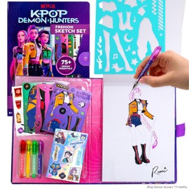 Kpop Demon Hunters™ Fashion Sketch Set, Includes Coloring Book, Gel Pens, Kpop Demon Hunters Stickers, Stencils & More, Great Girls Toys Age 6-8