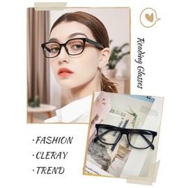 MARE AZZURO Reading Glasses 2.75 Women, Black Classic Readers 275 Strength for Large Ladies, Lightweight Reader 2.75x with Spring Hinge