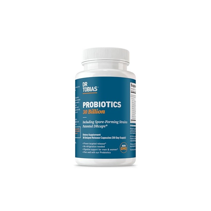 Dr. Tobias Probiotics 30 Billion CFU, Delay Release, Shelf Stable,