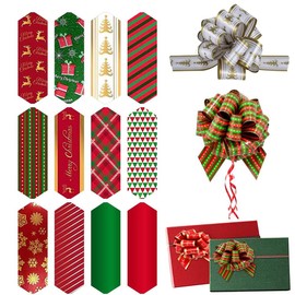 12Pcs Christmas Ribbon Pull Bows Decorative Assorted Colors Bows for Wrapping for Gift Decor Flower Presents Baskets Wedding Birthday Party New Year Easter Thanksgiving Party Supplies