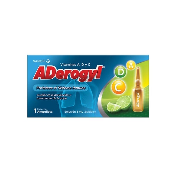 Aderogyl Aderogyl Vitaminas En Solución, 1 Ampolleta, color, 1 count, pack of/paquete de 1